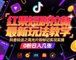红果短剧拉新暴利玩法大揭秘 抖音高光片段标记实操教学 0粉新手日入千元速成指南