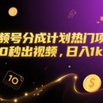 视频号分成计划暴利项目 10秒制作视频日赚1000元 新手小白也能轻松上手