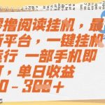 零撸阅读挂机赚钱神器 2025最新全自动躺赚平台 单日收益50-300元实测教程 手机轻松日赚三位数