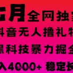 7月抖音无人直播暴利新风口 全自动黑科技躺赚音浪 日入1000+稳定可批量放大 揭秘独家掘金秘籍