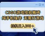 CSGO挂机搬砖赚钱秘籍 手机零门槛日赚300+ 无需电脑的暴利副业大揭秘