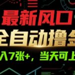暴利新风口！全自动躺赚日入1000+秘籍大公开，新手当天回本速看