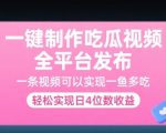 轻松日赚4位数！吃瓜视频一键制作神器，全平台自动分发，揭秘一鱼多吃的暴利玩法