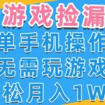 游戏自动捡漏暴利项目！新手零基础日赚500+全攻略 不玩游戏躺着赚钱秘籍大公开