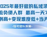 2025年最暴利私域项目：精准收割负债人群 日赚7400+实操秘籍 零门槛当天回款 90%人不知道的蓝海市场