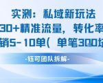 私域流量爆单秘籍 实测日引50+精准客户 转化率80% 单日狂销20单 每单3张以上