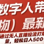 快手数字人带货暴利玩法：24小时无人直播投流秘籍，新手也能月入10万+