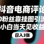 抖音电商评论暴利玩法：0粉丝挂图引流日赚千元，搜索佣金+躺赚被动收入，新手当天见效！