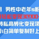 2025最火银发经济新风口！50+男性粉丝私域变现秘籍，3步操作日赚1000+，新手7天速成攻略