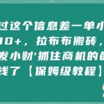 通过信息差月入过万的拉布布搬砖项目揭秘！保姆级教程手把手教你闷声发大财