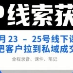 IP线索获客终极秘籍：3天线下实战课教你私域成交暴增（附赠全套录音+课件+笔记）
