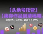5分钟轻松月入2W+！头条号托管服务帮你自动发布草稿箱作品【独家揭秘】