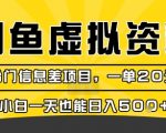 闲鱼虚拟资料变现暴利项目！冷门信息差一单20元，小白轻松日赚500+秘籍！