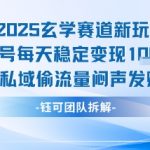 玄学暴利新玩法！单号日赚1K+，私域流量躺赚秘籍（2025实测）