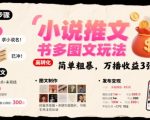 小说推文小红书独家多图文玩法，新手日入300+，简单粗暴收益图曝光！
