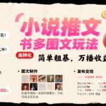 小说推文小红书独家多图文玩法，新手日入300+，简单粗暴收益图曝光！