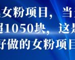 私域女粉暴利项目：当日变现1000+，保姆级教程轻松无限放大！