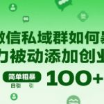 微信私域矩阵无限被动引流术：日加500+创业粉实操揭秘
