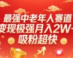 爆款中老年人视频号赛道：月入过万，吸粉暴涨，0基础轻松入门！