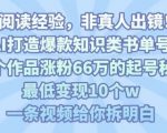 靠AI爆单秘籍：61条视频涨粉66万+，书单号狂赚10万+，新手必看起号指南！