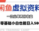 闲鱼虚拟资料躺赚新玩法：单号日入891+，信息差双收益矩阵(零基础可批量)