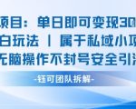 单日狂薅300+！平台漏洞新玩法，零门槛无脑操作，防封号安全引流暴利闭环[[1][8]