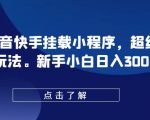 【独家揭秘】0粉丝抖音快手暴利小程序挂载！超级变脸玩法，新手小白日赚300+的神秘攻略！