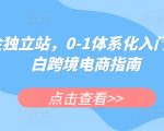 【独立站掘金秘籍】从0到1，小白跨境电商逆袭宝典！体系化入门指南，快速开启你的全球电商帝国梦！