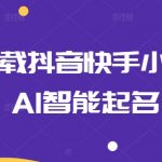 【0粉丝抖音快手小程序挂载】AI智能起名攻略！轻松上手，无门槛操作，利用AI技术智能命名，开启你的短视频变现之旅！