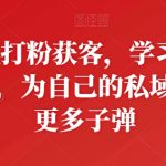 【私域打粉获客与AD投流秘籍】囤积更多子弹！学习高效AD投流策略，为自己的私域快速积累大量精准粉丝，实现私域流量最大化，提升转化率！