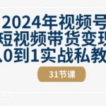 2024年视频号短视频带货独门秘籍：从新手小白到月入过万实操指南