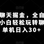 AI智能聊天掘金攻略：全自动聊天机器人，小白快速上手聊天项目，日入30+不是梦！