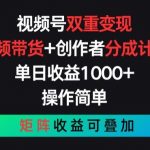 视频号双重变现策略：视频带货与创作者分成计划，实现简单操作与矩阵收益的完美结合【独家揭秘】