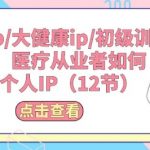 医疗健康领域从业者必看：手把手教你打造个人IP——医疗IP/大健康IP初级训练营（12节实战课程）
