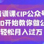 打造高收入公众号！零基础IP公众号训练营，月入过万不是梦！