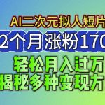 2024年爆款AI创作二次元拟人短片，如何在2个月内吸引170万粉丝，深度解析多种盈利模式
