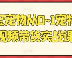 宠物短视频带货达人必备：元宝宠物0~1带货实战课
