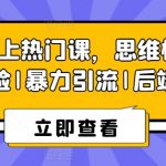 打造8S热门课程传奇：思维模型+实战经验+独家暴力引流策略+后端变现全攻略