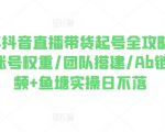 2024年抖音直播带货终极攻略：0粉丝快速起号、账号权重提升、团队组建、AB链+短视频+鱼塘实操，日入斗金不是梦！