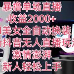 抖音全新AI无人直播攻略：美女机器人自动换装，激情无限！新手快速上手，一场直播轻松赚取2000+【独家揭秘】