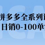 2024拼多多全系列课程实操，从0到100单实战攻略【独家秘籍】