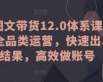 抖音全品类运营12.0体系课：图文带货攻略，快速出单实战，高效打造爆款账号