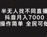 半无人直播找不同月入7000+，揭秘简单全民可参与操作的秘密