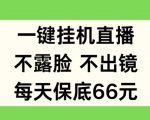 一键挂机直播 不露脸 不出镜 每天保底66元