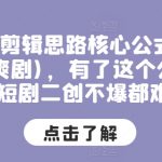 掌握短剧剪辑秘籍：穿越爽剧核心公式，轻松打造爆款二创短剧！