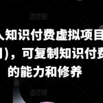 IP合伙人2024年最新知识付费虚拟项目：掌握复制知识付费的关键能力和高级修养