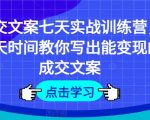 七天速成！打造高转化率成交文案实战训练营，让你轻松写出赚钱利器！