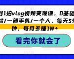 打造VLOG视频达人：零基础快速变现攻略，只需一部手机，单人操作，每天五分钟，月入过万不是梦！