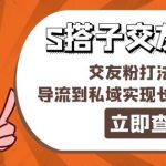 888元独家揭秘：S搭子交友引流秘籍，掌握交友粉增长SOP，轻松导入私域实现持续盈利！