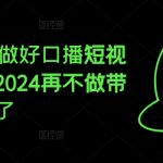 2024年独家揭秘：口播短视频带货月入过万秘诀，错过等一年！